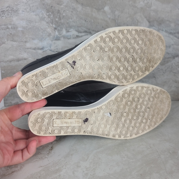 Linea Paolo Black Leather Freshton High Top Wedge Sneakers 8 - Picture 11 of 12